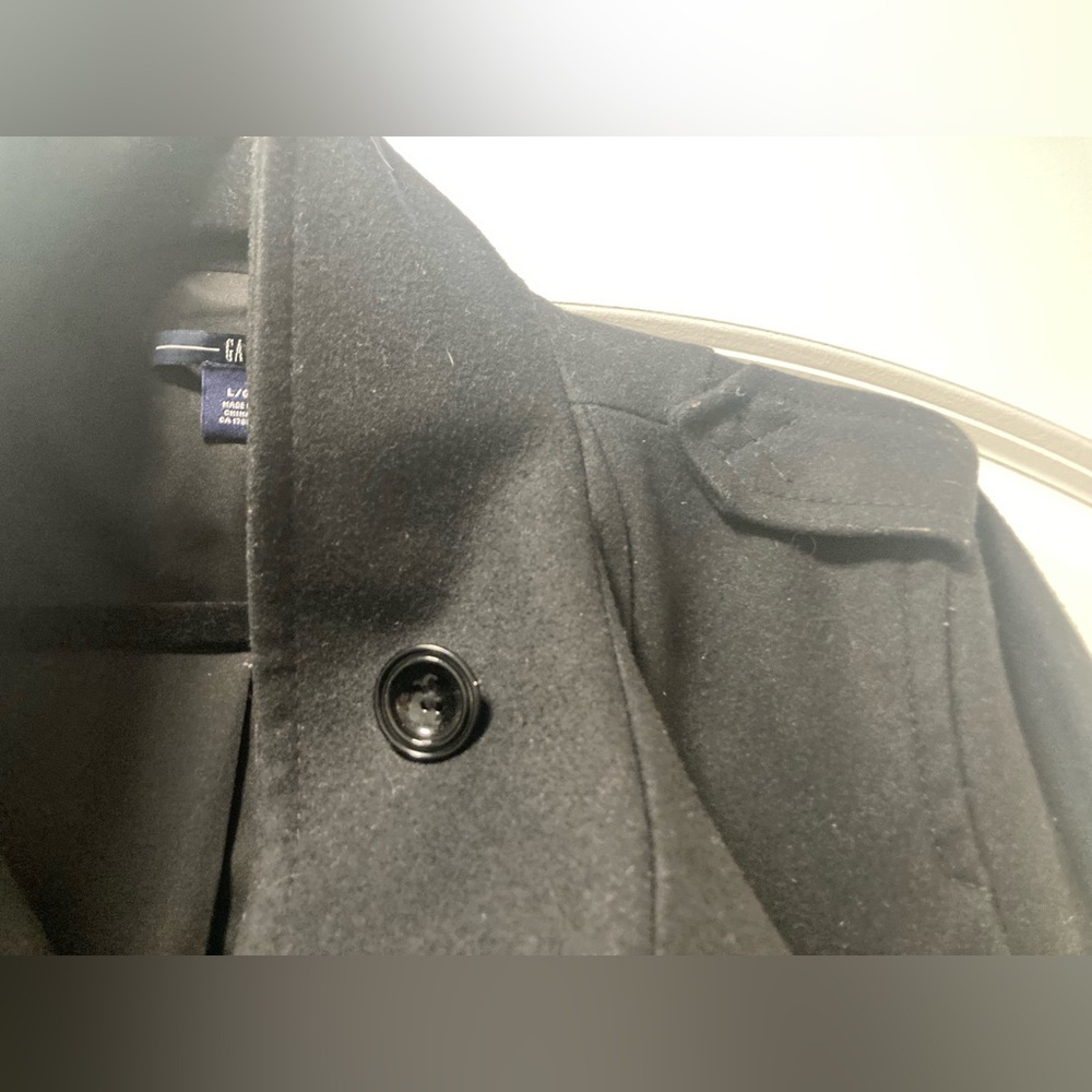 Gap - women’s wool pea coat, black, size L, double breasted with front pockets